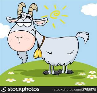 Goat Cartoon Character On A Hill