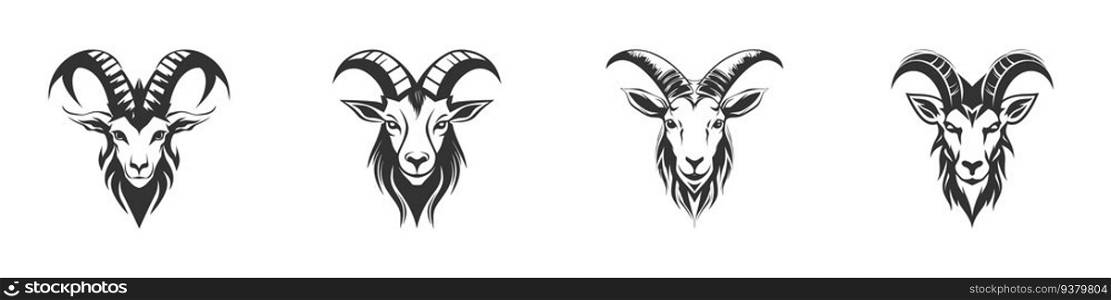 Goat face icon. Vector illustration.