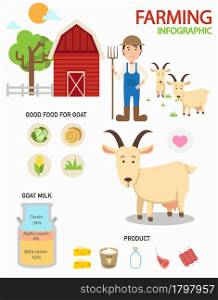 Goat farm infographics,illustration vector.