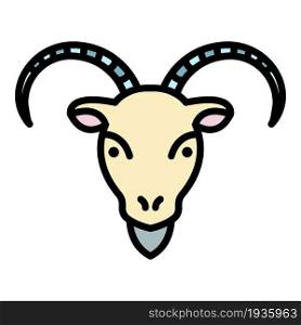 Goat head icon. Outline goat head vector icon color flat isolated. Goat head icon color outline vector