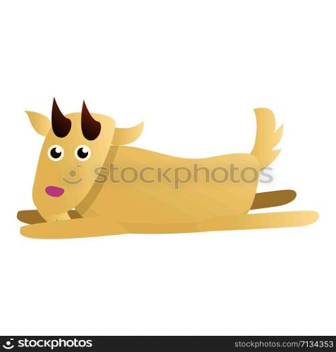 Goat lay on ground icon. Cartoon of goat lay on ground vector icon for web design isolated on white background. Goat lay on ground icon, cartoon style