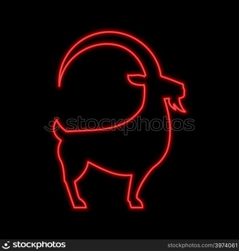 Goat neon sign. Bright glowing symbol on a black background. Neon style icon.. Goat neon sign. Bright glowing symbol on a black background. Neon style icon.