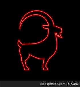 Goat neon sign. Bright glowing symbol on a black background. Neon style icon.. Goat neon sign. Bright glowing symbol on a black background. Neon style icon.