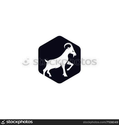 Goat Simple Logo Template Design. Mountain goat vector logo design.