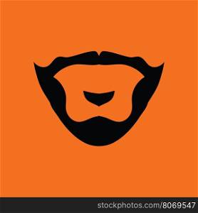 Goatee icon. Orange background with black. Vector illustration.