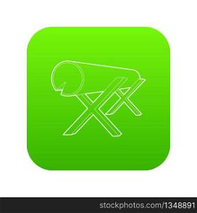 Goats for sawing logs icon green vector isolated on white background. Goats for sawing logs icon green vector