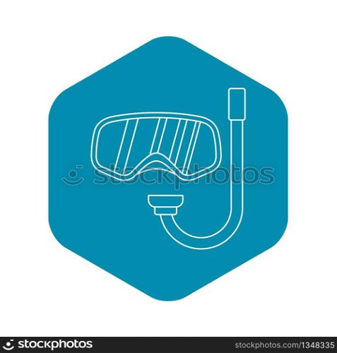 Goggles and tube for diving icon. Outline illustration of goggles and tube for diving vector icon for web. Goggles and tube for diving icon, outline style