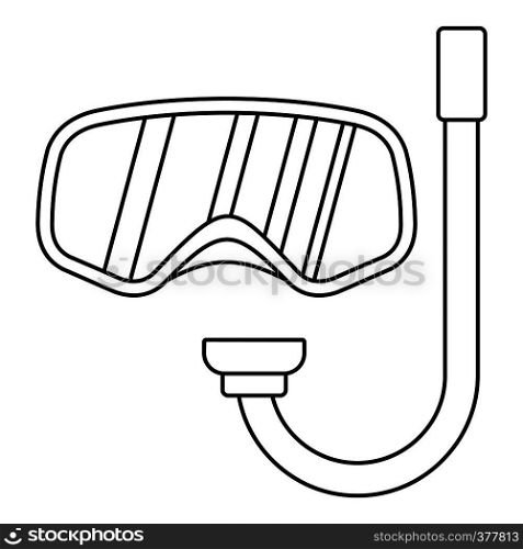 Goggles and tube for diving icon. Outline illustration of goggles and tube for diving vector icon for web. Goggles and tube for diving icon, outline style