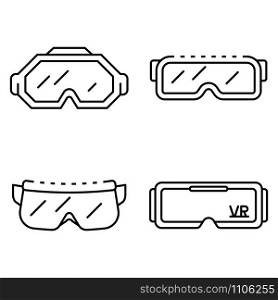 Goggles icon set. Outline set of goggles vector icons for web design isolated on white background. Goggles icon set, outline style