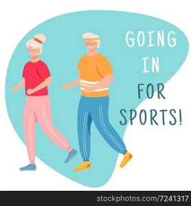 Going in for sports social media post mockup. Retired people. Physical activity. Advertising web banner template. Social media booster, content layout. Promotion poster, print ads, flat illustration