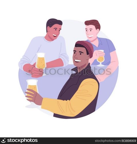 Going to a pub isolated cartoon vector illustrations. Young friends drink beer in pub together, meeting with colleagues, after work leisure time, socialization and communication vector cartoon.. Going to a pub isolated cartoon vector illustrations.