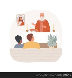Going to church on Sunday isolated cartoon vector illustration. Young couple attenting church, Sunday mass, religious Holy days, Catholic observances, spiritual practices vector cartoon.. Going to church on Sunday isolated cartoon vector illustration.