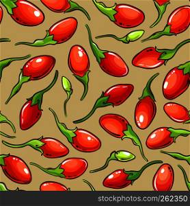 goji berries vector pattern on color background. goji berries vector pattern