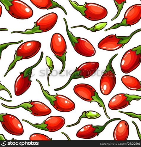 goji berries vector pattern on white background. goji berries vector pattern