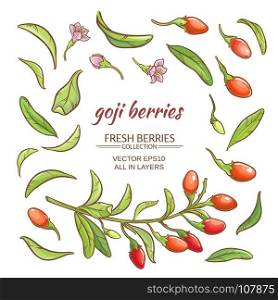 goji berry vector set. goji berries vector set on white background