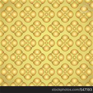 Gold Abstract blossom and small circle seamless pattern on pastel background. Vintage and sweet flower pattern for modern or graphic design.