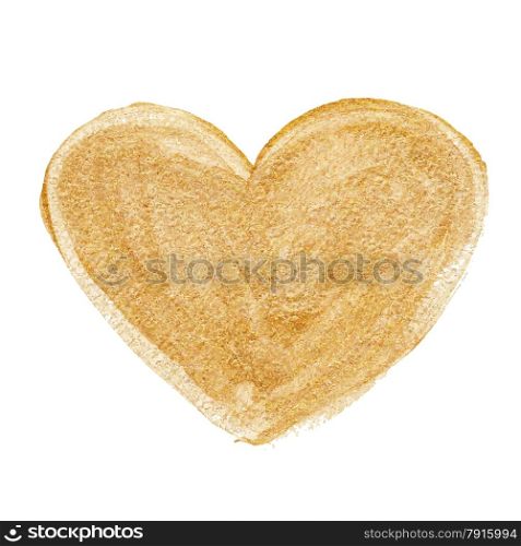 Gold acrylic heart. Hand drawn.