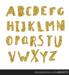 Gold Alphabet. Cut letters from golden foil.