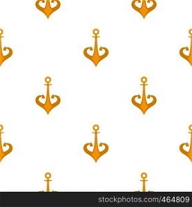 Gold anchor pattern seamless flat style for web vector illustration. Gold anchor pattern flat