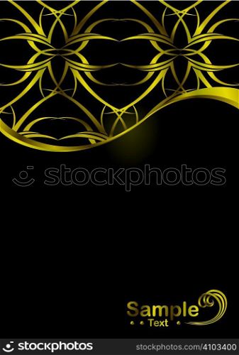 Gold and black background design with copy space and tattoo element