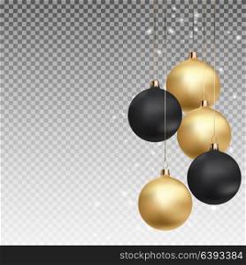 Gold and Black Christmas Ball with Ball on Transparent Background Vector Illustration EPS10. Gold and Black Christmas Ball with Ball on Transparent Background Vector Illustration