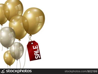 Gold and silver balloons on white background vector illustration