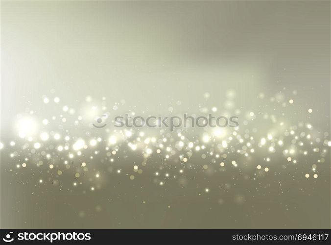 Gold and silver bokeh sky background with glitter light. Vector illustration