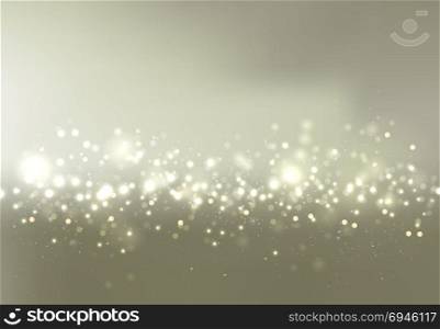 Gold and silver bokeh sky background with glitter light. Vector illustration