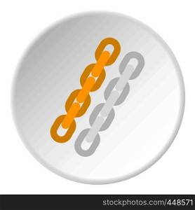 Gold and silver chain icon in flat circle isolated vector illustration for web. Gold and silver chain icon circle