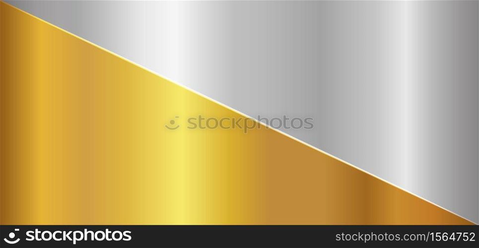 Gold and silver metallic divided background luxury concept. vector illustration.