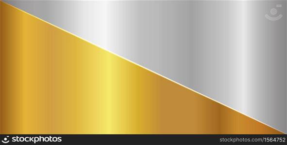 Gold and silver metallic divided background luxury concept. vector illustration.