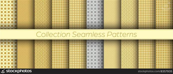 Gold and silver ornament. A set of seamless patterns for backgrounds, banners, advertising and creative design. Flat style