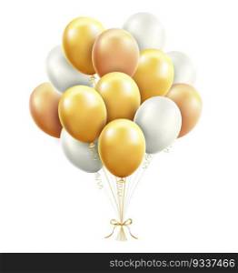 Gold and white Balloons with ribbon vector illustrations.