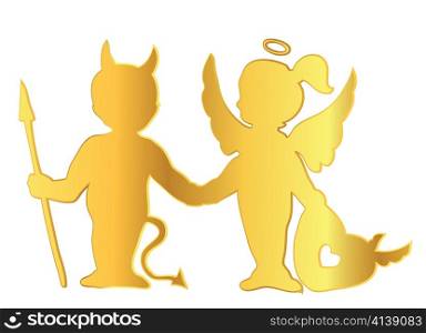 gold angel and devil