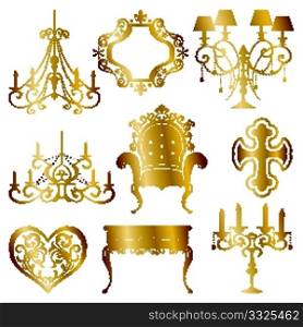 Gold antique design element set