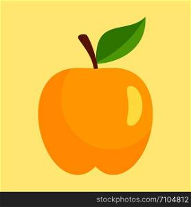 Gold apple icon. Flat illustration of gold apple vector icon for web design. Gold apple icon, flat style