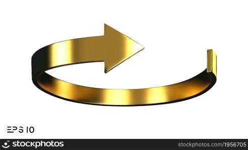 Gold arrow spin isolated on white background. Vector arrow button symbol.. Gold arrow spin isolated on white background. Vector arrow button symbol. Vector illustration.