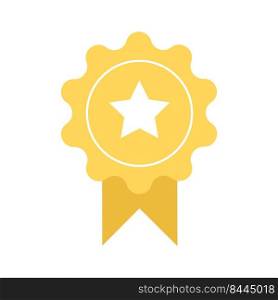 Gold award badge semi flat color vector element. Full sized decoration on white. Appreciation mark. Outstanding achievements. Simple cartoon style illustration for web graphic design and animation. Gold award badge semi flat color vector element