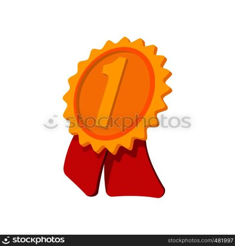 Gold award ribbon cartoon icon on a white background. Gold award ribbon cartoon icon