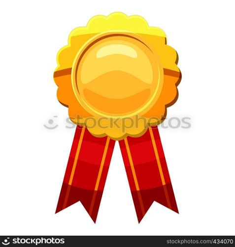 Gold award ribbon icon. Cartoon illustration of gold award ribbon vector icon for web. Gold award ribbon icon, cartoon style
