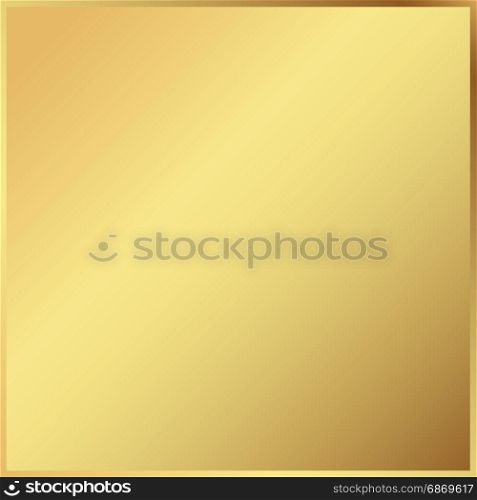 Gold background in frame. Light realistic, metallic golden gradient template. metal decoration. Vector Illustration