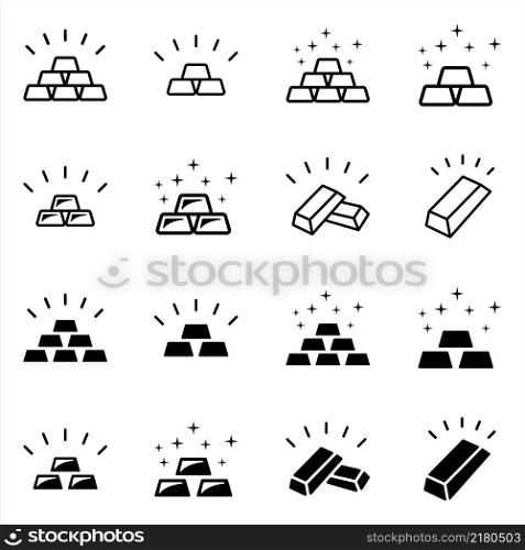 gold bar icon set vector design template in white background