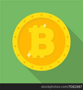 Gold Bitcoin coin icon. Cryptocurrency and a payment system symbol