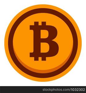 Gold bitcoin icon. Flat illustration of gold bitcoin vector icon for web design. Gold bitcoin icon, flat style