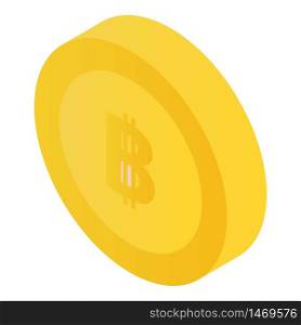 Gold bitcoin icon. Isometric of gold bitcoin vector icon for web design isolated on white background. Gold bitcoin icon, isometric style