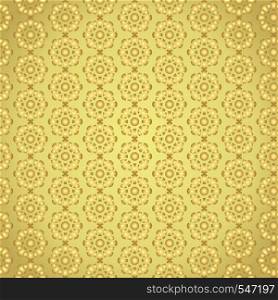 Gold blossom pattern on pastel background. Sweet vintage bloom pattern style for retro or modern design