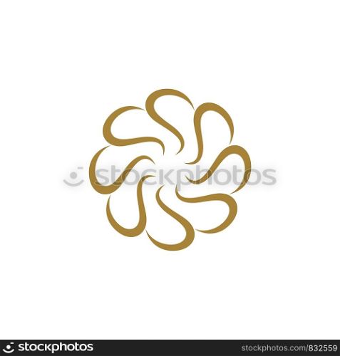 Gold Blossom Swoosh Flower Logo Illustration Design. Vector EPS 10.