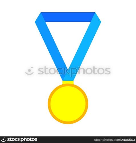 Gold blue ribbon medal. Sport award. Olympic sport. Ch&ionship trophy. Vector illustration. stock image. EPS 10. . Gold blue ribbon medal. Sport award. Olympic sport. Ch&ionship trophy. Vector illustration. stock image. 