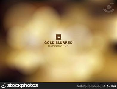 Gold bokeh blurred dark background for christmas and greeting card. Vector illustration