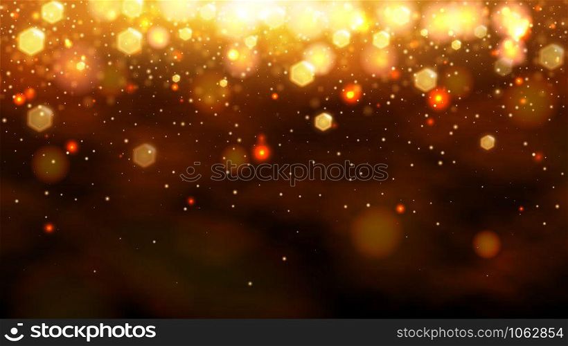 Gold bokeh glitter and light abstract background. Vector stock illustration. Gold bokeh abstract background. Vector stock illustration
